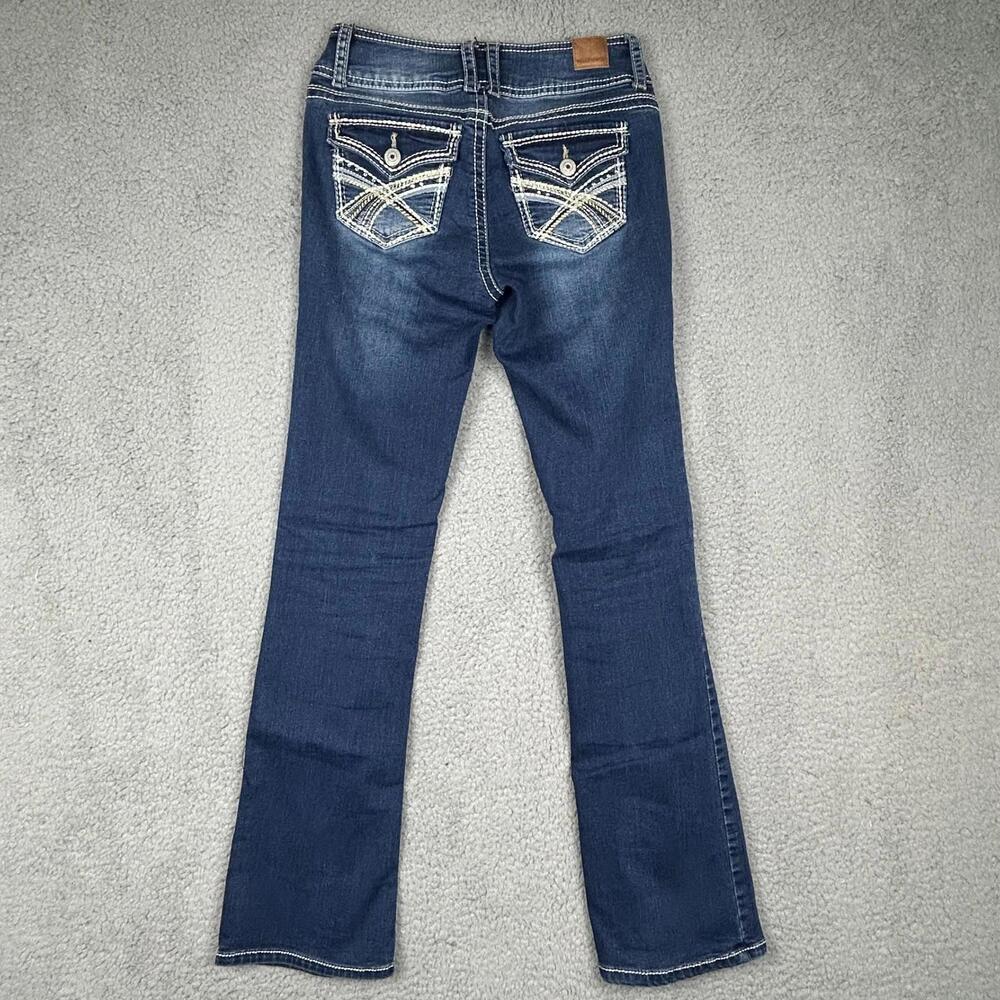Wallflower Womens The Luscious Curvy Bootcut Jeans 1 Regular Blue Denim Classic - Picture 3 of 13